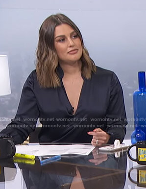 Carissa's navy wrap top on E! News Daily Pop