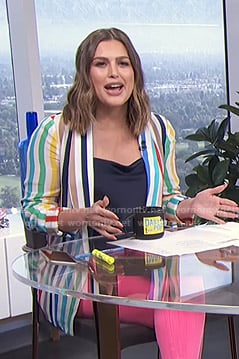 Carissa's rainbow striped jacket on E! News Daily Pop