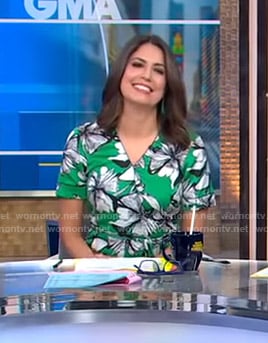Cecilia's green floral wrap dress on Good Morning America