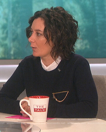 Sara's chain embellished sweater on The Talk