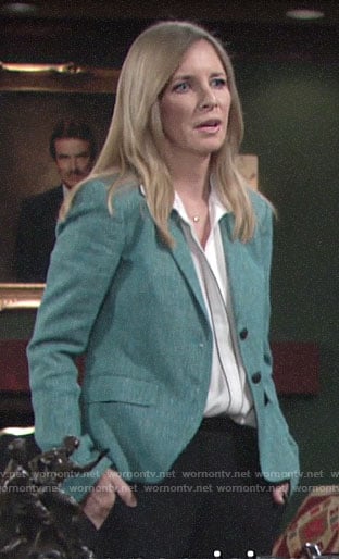 Christine's green tweed blazer on The Young and the Restless