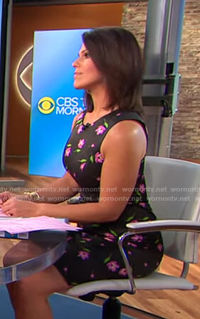 Dana's black floral sleeveless dress on CBS This Morning