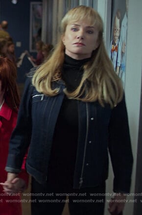 Dorothy's denim jacket with leopard collar on Jessica Jones