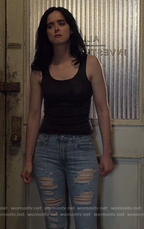 Jessica's distressed denim jeans on Jessica Jones