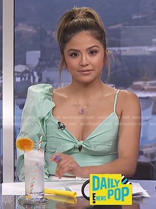 Erin's mint green one-shoulder top on E! News Daily Pop