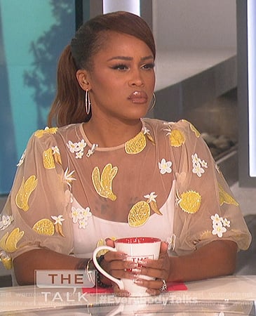 Eve's fruit embroidered top on The Talk