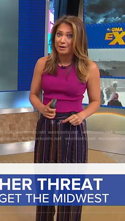 Ginger's purple tank and striped pants on Good Morning America