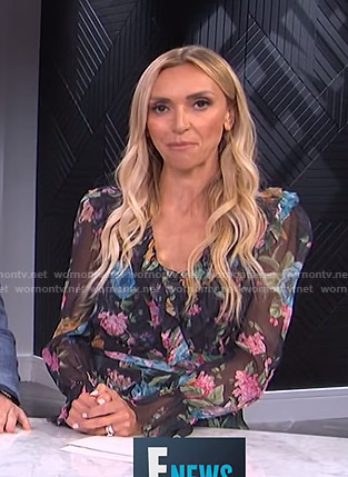 Giuliana's black floral wrap dress on E! News
