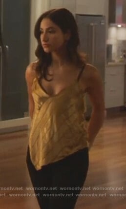 Adena's gold velvet cami on The Bold Type