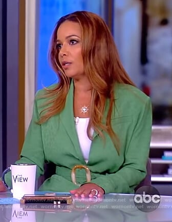 Sunny's green belted blazer and pants on The View