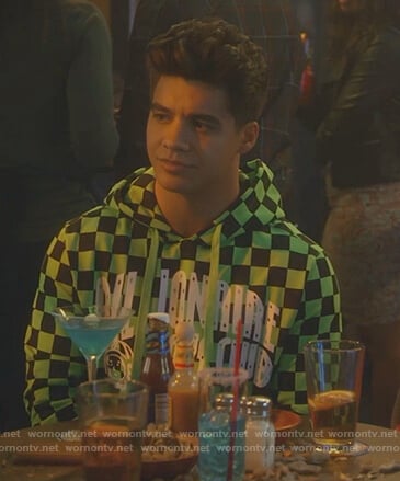 Vivek's green check hoodie on Grown-ish