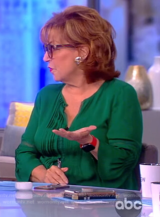 Joy's green lace trim blouse on The View