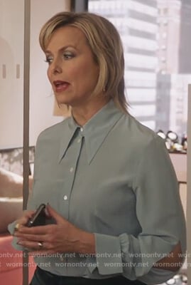 Jacqueline's silk split cuffs blouse on The Bold Type