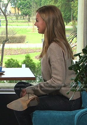 Hannah's beige distressed sweater on The Bachelorette