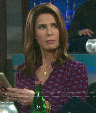 Hope's burgundy printed blouse on Days of our Lives