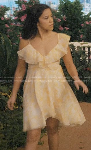 Jane's yellow ruffled cami dress on Jane the Virgin