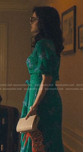 Jett's green floral wrap dress on Jett