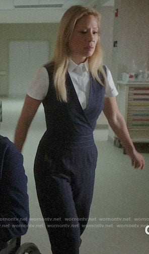 Joan's pinstriped jumpsuit on Elementary
