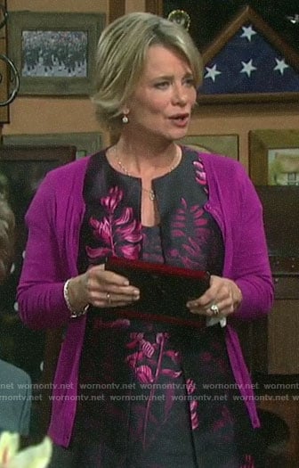 Kayla's black and pink floral dress on Days of our Lives