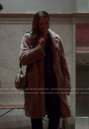 Liza's pink shearling coat on Younger
