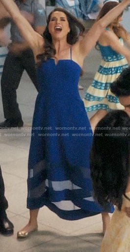 Luisa's blue sheer stripe midi dress on Jane the Virgin
