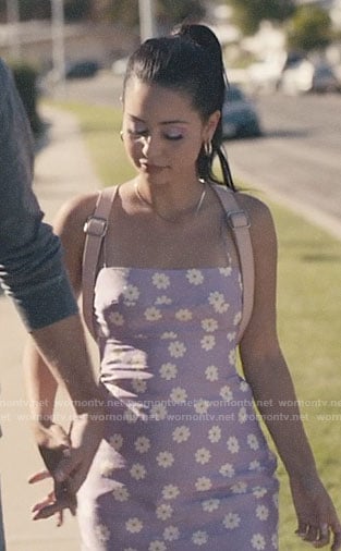 Maddy's purple daisy print dress on Euphoria