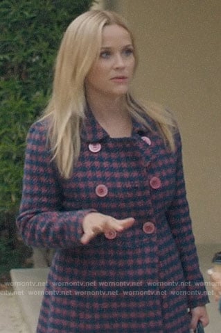 Madeline's pink houndstooth coat on Big Little Lies