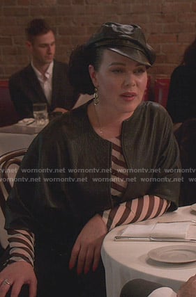 Maggie's white and black striped top on Younger