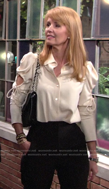 Mallory's blouse with cutout sleeves on The Young and the Restless