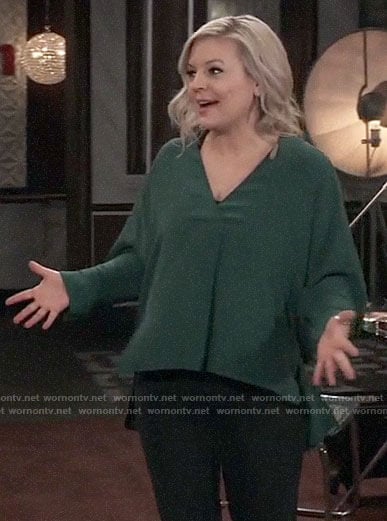 Maxie's green v-neck blouse on General Hospital