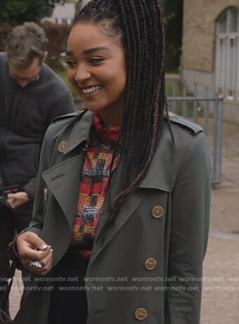 Kat's multicolored knit top on The Bold Type