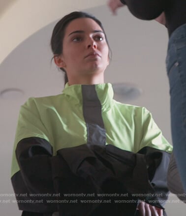Kendall's neon windbreaker jacket on Keeping Up with the Kardashians