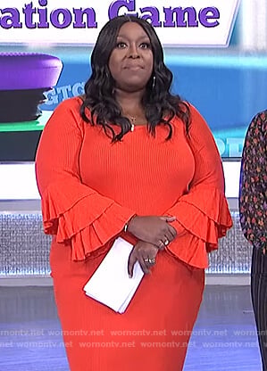 Loni's orange bell sleeve dress on The Real
