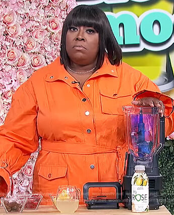 Loni's orange utility dress on The Real