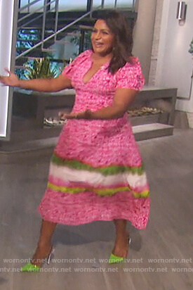 Mindy Kaling's pink floral dress on The Talk