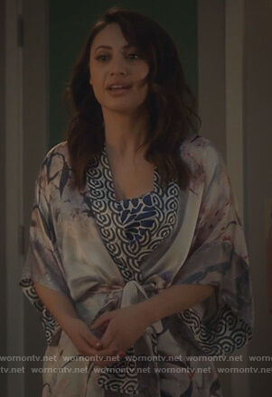 Ana's silk print kimono on Grown-ish