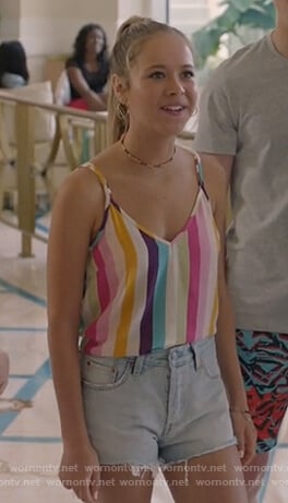 Sam's rainbow stripe cami on Life in Pieces