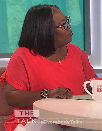 Sheryl's red boat neck top on The Talk