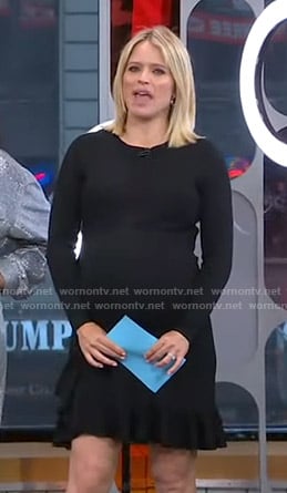 Sara's black ruffled hem dress on GMA Strahan And Sara