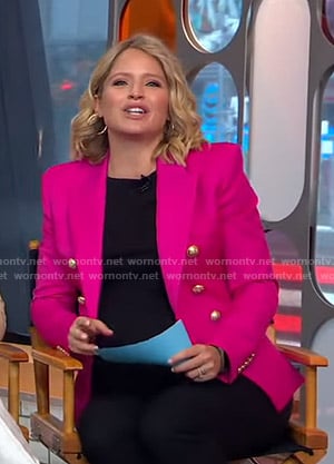 Sara's pink blazer on GMA Strahan And Sara