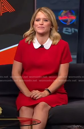 Sara's red contrast dress on GMA Strahan And Sara