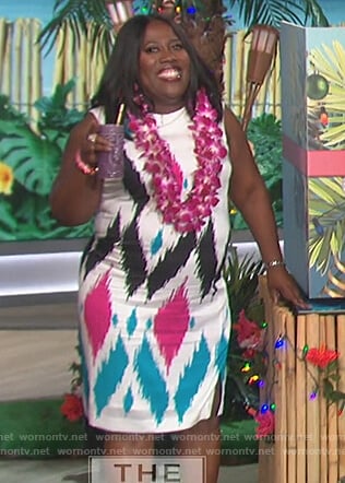 Sheryl's white printed dress on The Talk