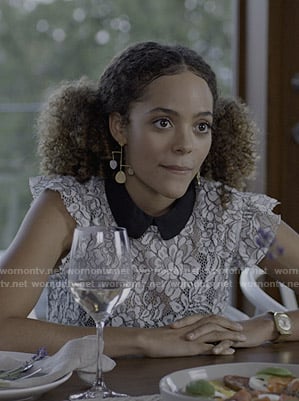 Tabitha's white floral lace top on Trinkets