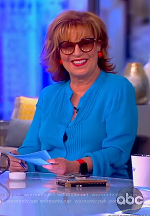 Joy's blue pleated front blouse on The View