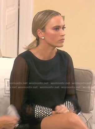 Teddi's black embellished cuff top on The Real Housewives of Beverly Hills