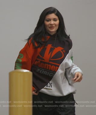 Kylie's mixed print hoodie on Keeping Up with the Kardashians