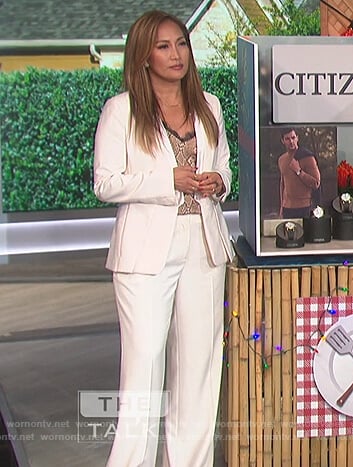 Carrie's snake skin cami and suit on The Talk