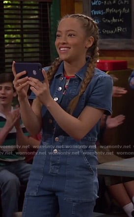 Ava's button front denim jumpsuit on Bunkd
