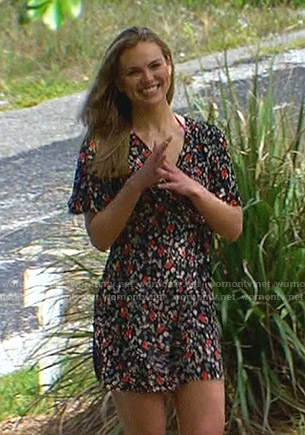 Hannah's black floral wrap mini dress on The Bachelorette