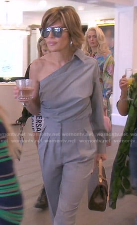 Lisa's grey one-shoulder top and pants  on The Real Housewives of Beverly Hills